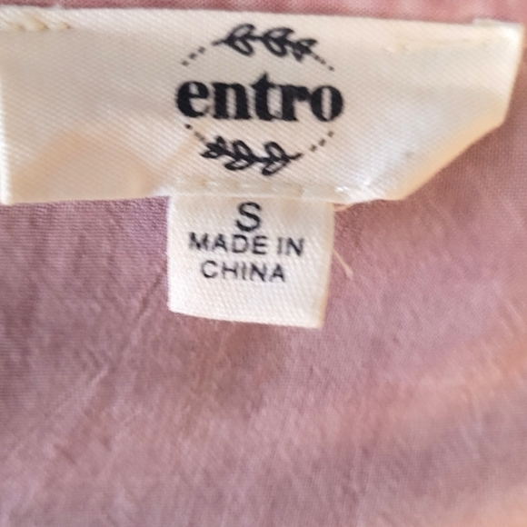 Entro Cropped Tie Blouse Size Small Pink V-neck Flowing Boho 💕 - Picture 5 of 5
